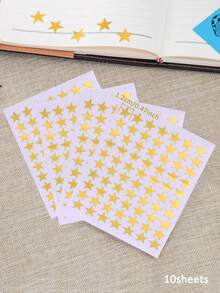 10pcs Star Stickers, Self-Adhesive Star Stickers, Student Reward Stickers, For Teachers, Students, Scrapbooking, DIY Cards, Small Gold Stars (0.8-1.6cm Diameter) - Multicolor - View 14