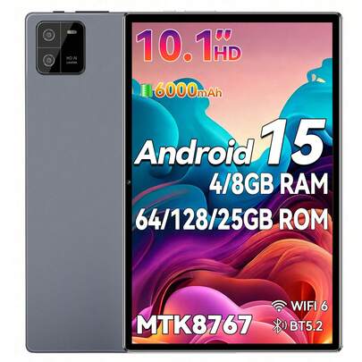 Qetupa Android 15 Tablet PC, 10.1 Inch MTK 8767 Octa-Core 1.6GHz Processor, 4GB/8GB RAM + 64GB/128GB/256GB ROM, 802.11ax WiFi 6, Bluetooth 5.2, Incell HD (1280*800) IPS Touchscreen, 5MP+13MP Dual Cameras, 6000mAh Battery, Type-C Port, Suitable For Christmas, Halloween, Thanksgiving, Anniversary, Easter Gifts (Adapter Not Included)