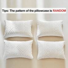 2/3件套白色波西米亚风簇绒提花被套套装，复古几何刺绣床上用品，柔软透气，可机洗，女士礼物，家居装饰，适用于卧室、客房（1个被套+1/2个枕套，不含填充物） - 白色 - 查看 9