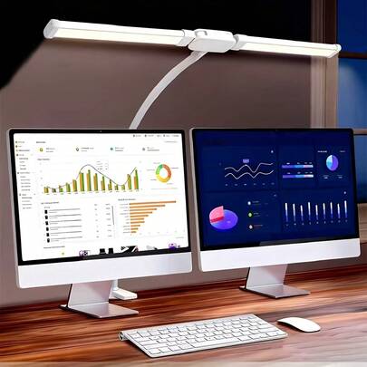 LED Desk Lamp For Home & Office, Touch Control, Eye-Caring Architect Lamp With Clip, Dual-Head Computer Monitor Clamp Light, Adjustable Flexible Gooseneck