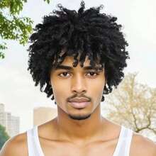 Dreadlock Wig Male Short Braided Wigs Dreads Men Guys Short Synthetic Afro Twist Faux Locs Braid Wig - Black - View 9