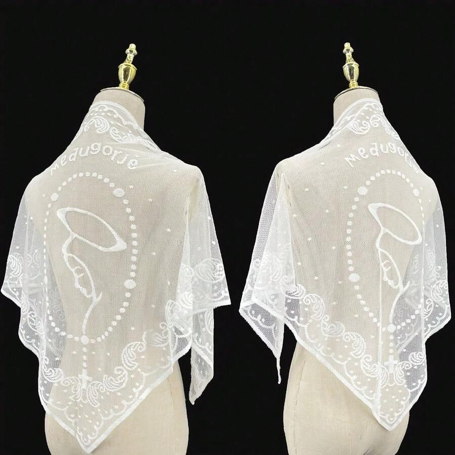 Pañuelo triangular, diseño bordado de tela transpirable, pañuelo bordado de material delgado y de moda con forma triangular y cuadrada para cubrir la cabeza - Multicolor - Ver 1