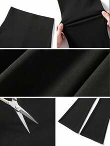 3 Pcs Women's Wide-Leg Pants, Thin Flexed Flared Pants, Outdoor Sportswear, Fitness And Yoga, Home Casual Flared Pants,High-Waist Tummy Control Leggings,Curvy Enhancement Fitness Pants - Black + Gray + Red - View 4