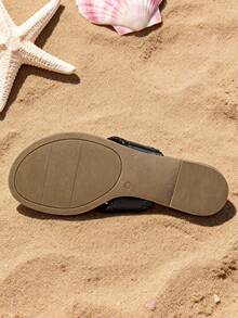 2026 Summer New Thong Sandals, Fashion Summer Flat Sandals Flip Flop Sandals Comfortable Casual Beach Sandals - màu đen - Xem 3