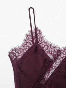 DEEKA New Arrival Women's Fashion Lace Decor Camisole Top Summer - Red Violet - View 3
