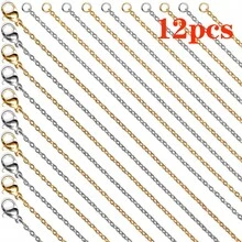 24pcs 18K Gold & Silver Stainless Steel DIY Necklace Chains, 18 Inches Length, Suitable For Jewelry Making - Multicolor - View 12