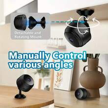 Cámara inalámbrica mini, cámara de inteligente, cámara portátil, cámara de magnética con monitoreo en tiempo real, calidad de imagen clara, compatible con almacenamiento en tarjeta TF (tarjeta TF no incluida), base giratoria, grabación recargable, detección de movimiento, adecuada para el hogar, el automóvil, la oficina y otros escenarios, en línea las 24 horas, solo compatible con WiFi de 2.4G - Negro - Ver 8