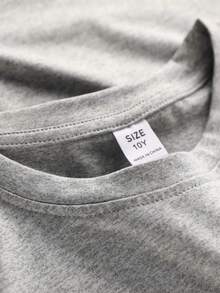 1 pieza Camiseta de manga corta de ajuste holgado para niños con estampado de diamante de la Estatua de la Libertad, cómoda y transpirable, adecuada para uso casual en primavera/verano - Gris - Ver 3