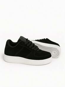 Men's Casual Suede Sneakers For Gym, Comfortable, Sporty, 2 Laces, Athletic, Tie-Up, Home - Đen và trắng - Xem 10