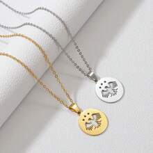 1pc 2.2cm Stainless Steel Pendant Necklace For Women & Girls - Yellow Gold - View 4
