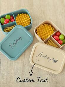 Personalized Silicone Lunch Box, Customizable Name Portable Bento Box, Essential For Back To School, Unisex, 3-Compartment Design, Convenient For Meal Storage, Suitable For Work, Study And Outdoor, Space-Saving, Fashionable Appearance, Back To School Gift,Kitchen Essentials, Teacher Gift - Multicolor - View 9