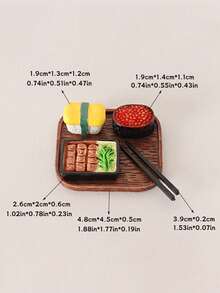 5-Piece Mini Simulation Japanese Food Decorations Sushi Model Cartoon Cute Tray Chopstick Ornament DIY Scene Decoration Accessories - Mô hình trang trí đĩa sushi - Xem 11
