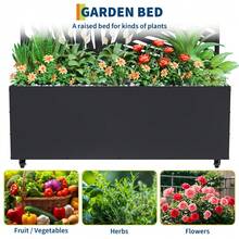 Metal Planter Box With Trellis And Wheels, 71"X47"X16" Raised Garden Bed For Climbing Plants, Vegetables, Vines, Privacy Planters For Patio With Drainage Holes, 15.7" Deep Planting Bed - Lá cọ - Xem 3