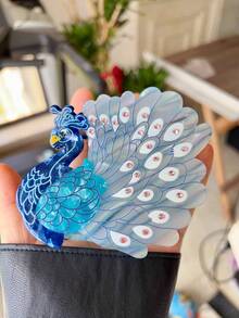 各式鸟类主题发夹，新奇森林鸟类卡通拼布鹦鹉发夹，创意可爱大号发爪，醋酸纤维啄木鸟发夹，孔雀法式动物发夹，多功能大号发爪发饰，新款醋酸纤维孔雀发爪发夹，独特鸟类主题发夹，大号动物发爪，批发适合浓密头发的度假发饰发爪夹 - 彩色 - 查看 14