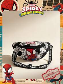 1 Pc Officially Licensed Marvel Spider Man Series Pattern Fashion Waist Bag Casual Multi Functional Shoulder Bag Lightweight Adjustable Shoulder Strap Crossbody Bag For Teens/Students For Daily/Outing/Shopping/Valentine's Day , Thigh Bag - Black - View 1