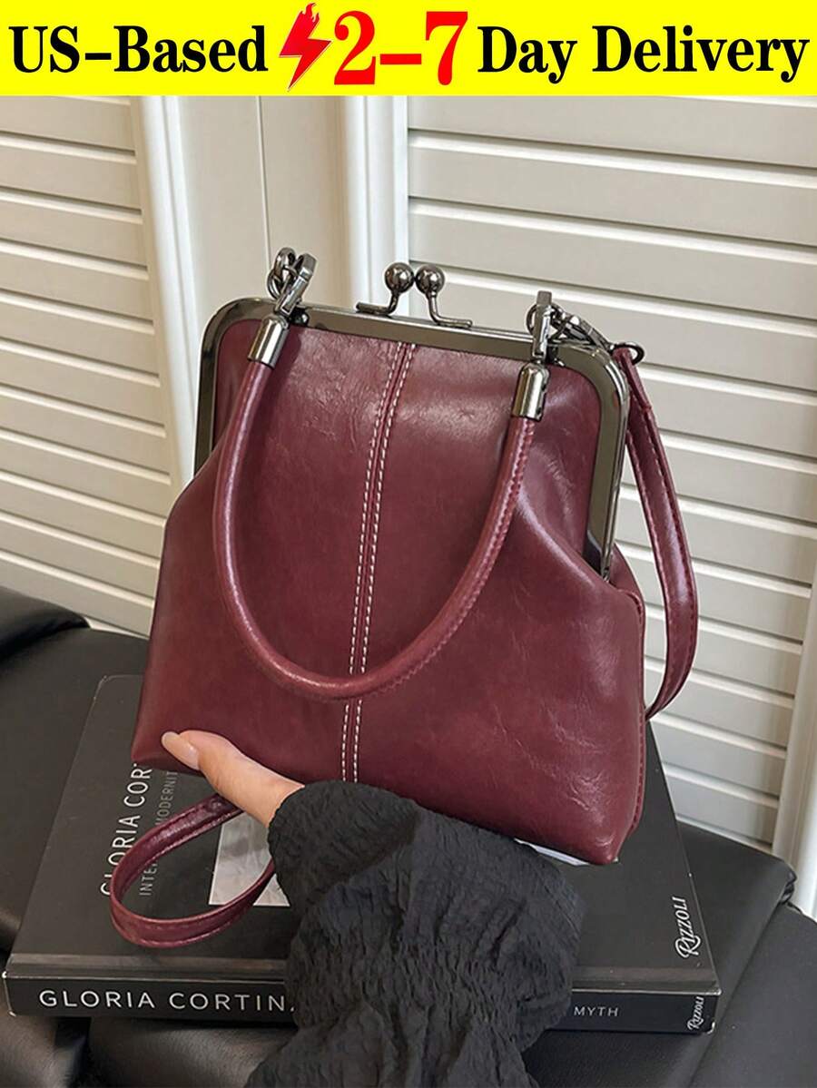 Elegant Commuter Crossbody Bag With Quick Access Buckle Design Textured Faux Leather Crossbody Bag For Working Professionals Versatile Handbag Perfect For Travel And Casual Wear Purses And Bags Women Tote Bag Summer Crossbody Bags For Women Beach Bag Shoulder Bag Y2k Beach Accessories For Women - 彩色 - 查看 1