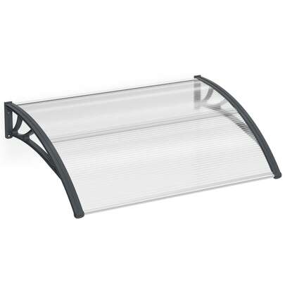 Entrance Door Canopy 120/150/200/300 X 100 Cm, Lean-To Canopy Made Of 5 Mm Thick Transparent Polycarbonate, PP Support, Exterior Door Roof, Arched Lean-To Canopy, Grey Clamp