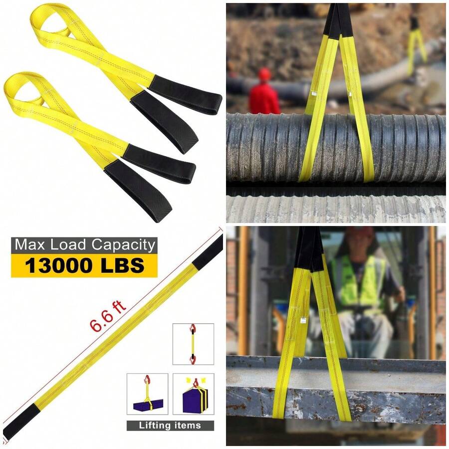 Correas planas para elevación de ojos, correa de nailon de 6.5 pies, paquete de 2 unidades, capacidad de 12 libras - A - Ver 1
