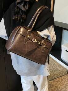 Small Portable Commuter Bag Female 2026 New Fashion Retro Underarm Bag Simple Large-Capacity Shoulder Bag - Coffee - View 2