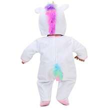 Disfraz de unicornio de 2 piezas con detalle de satén rosa melena y cola de arcoíris cuerno dorado para muñecas de bebé de 15 pulgadas blanco - como en la foto - Ver 2