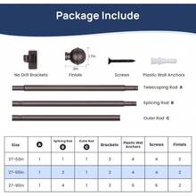 ENJOYBASICS No Drill Curtain Rods Window 28 To 60 Inches, 5/8 Inch Diameter Renter Friendly Drapery Rod With Adhesive Brackets Without Drilling, Adjustable From 27 To 65 Inches, Bronze - 粉色2件 - 查看 7