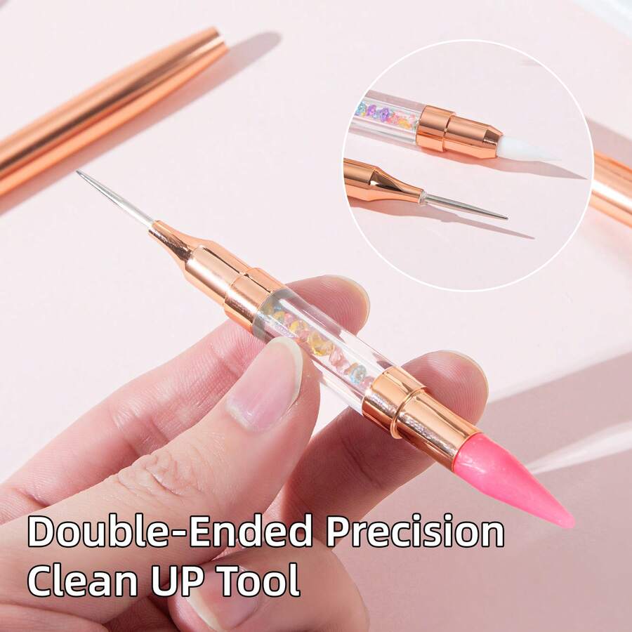 新款双头水钻美甲笔，带笔帽，亚克力水钻点钻笔，美甲工具 - 彩色 - 查看 1