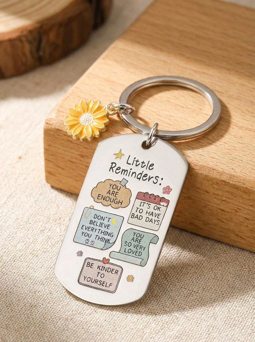 POKOJA LAND 1 Móc khóa quà tặng truyền cảm hứng vui nhộn - Móc khóa You Are Enough, Móc khóa nhắc nhở, Quà tặng truyền cảm hứng cho nam và nữ Ngày lễ tình nhân Phụ kiện ô tô Túi đựng đồ Trường học Chữ cái Dễ thương Goth Y2k - Nhiều màu - Xem 1