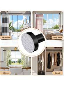26.77in-113.78in Stainless Steel Adjustable Telescopic Curtain Rod, Wardrobe Hanging Rail, RV Clothes Hanger - Black - View 5