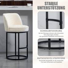 Barstools - สีเบจ + ผ้าลินิน - ดู 5