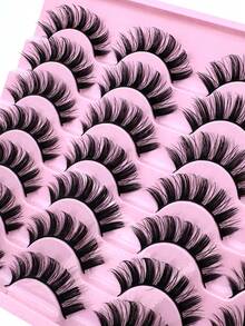 14 Pairs Cartoon Mink Eyelashes, Cat Eye Lashes, Natural Full False Eyelashes, Thick Lashes Extension, Travel Makeup Tools, Fluffy Soft Lash Strips, Dramatic Lashes, Suitable For Daily, Wedding, Date, Party, Music Festival And Halloween - 自然纖長款 - 查看 7