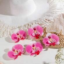 4 件套夏威夷花发夹，适合女士，4 件人造花发夹，芙蓉花和莲花发夹，适合度假、海滩派对、夏季热带花卉发饰，送给女孩的理想礼物 - 彩色 - 查看 27
