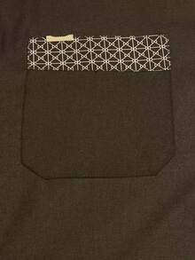 Muslim Men Long Sleeve Color Block Shirt Collar Design Button Decor Long Robe, Premium Fabric Arabic Men Long Robe - Coffee Brown - View 4