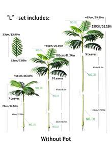Kmitang 70-130厘米大型仿真棕榈植物，逼真的塑料绿色西米棕榈枝条，蒙特塞拉特棕榈叶，蝴蝶棕榈叶，适用于家居、花园、办公室、阳台、婚礼装饰，1件装 - 綠色 - 查看 15