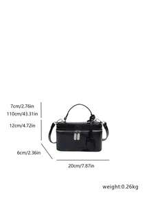 Women's Fashion Versatile Minimalist Casual Tote Lunch Box Bag, Flap Cover Small Square Crossbody Bag - Black - View 2
