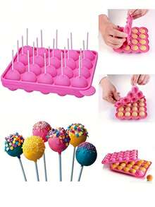 Cetakan Lolipop Silikon 20 Rongga dengan 100 Batang Lolipop - Cocok untuk Cokelat, Permen, dan Bola Kue - Alat Panggang Anti Lengket untuk Penggunaan di Rumah dan Restoran - MultiWarna - View 2