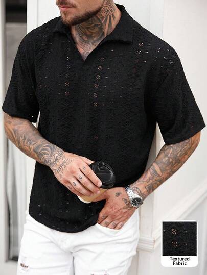 Camisa polo negra casual de oficina para hombre