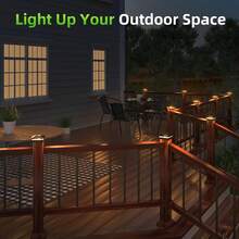 Solar Post Cap Lights Outdoor 4pack, Waterproof Fence Post Lights For 4x4 5x5 6x6 Wood/Vinyl Posts, Solar Deck Post Lights With 2 Color Modes Decorate Garden Patio Porch Backyard - 黑色 - 查看 3