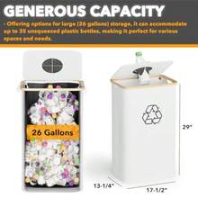SpaceAid - Papelera de reciclaje para cocina 26 galones 100 l con tapa y 2 bolsas interiores reutilizables para botellas de vidrio pegatinas de plastico color blanco - Blanco - Ver 4
