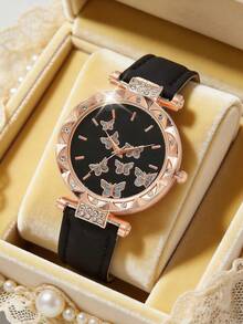 1pc Fashionable Cute Small Dial Minimalist Casual Daily Versatile Leather Quartz Watch, Suitable For Teenagers And Students, Year-End Promotion, Singles' Day, Birthday Gift - Rose Gold - View 10