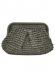 Sac bandoulière tressé d'été pour femmes avec chaîne à gland, sac de plage tressé en paille, portefeuille fait main, 1 pièce de sac pochette tressé beige clair, sac de plage, idéal pour les vacances d'été, un choix à la mode pour les femmes - Vert - Voir 7