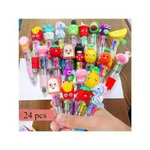 Christmas Limited Edition: 12/24-Pack Cute Cartoon 4-Color Mini Ballpoint Pens - Portable Retractable Multi-Color Pens, Must-Have Christmas Gifts For Students & Journaling - 彩色 - 查看 12