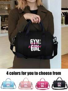 1 pieza Bolso de hombro con gráfico de mancuerna "Actitud de chica fitness" - Correa ajustable y asa superior, bolso de tela mini | 4 estilos y múltiples colores disponibles, bolso de gimnasio multifuncional pequeño adecuado para fitness, baile, transporte y actividades al aire libre - Multicolor - Ver 2