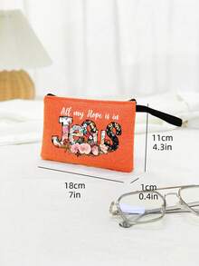 半件套“我所有的希望都在耶稣里”印花帆布手提袋和零钱包，亮橙色帆布基督教主题手提袋搭配同色零钱包，大容量手提袋+小巧零钱包设计，适合用作教堂包、可重复使用的购物袋，可装圣经、教会用品、食品杂货和日常用品，是基督徒的理想之选。 - 彩色 - 查看 12