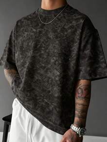 GRDR Men's Solid Color Washed Short Sleeve T-Shirt, Comfortable And Breathable For Summer Wear - Black - View 3