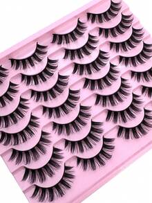 14 Pairs Cartoon Mink Eyelashes, Cat Eye Lashes, Natural Full False Eyelashes, Thick Lashes Extension, Travel Makeup Tools, Fluffy Soft Lash Strips, Dramatic Lashes, Suitable For Daily, Wedding, Date, Party, Music Festival And Halloween - 自然纖長款 - 查看 3