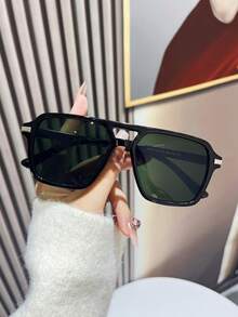 1 Pair Men's Fashion Double-Bridge Aviator Glasses, Versatile Accessory Suitable For Business Meetings, Vacations And Outings - Multicolor - View 7