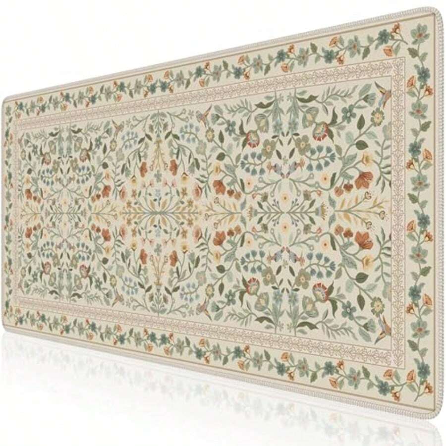 Large Floral Desk Mat, Non-Slip Oversized Mouse Pad With Stitched Edges, Women's Computer Desktop Mouse Pad - Rectangle - View 1