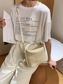 2024新款休闲时尚草编单肩包、草编斜挎包、草编手提包、草编包 - 白色 - 查看 4