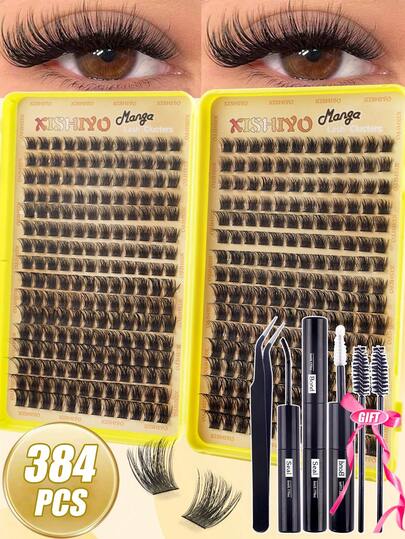 448/384 אשכול 32 שורות D תלתל ריסים במראה טבעי אשכולות ריסים דקים DIY ספר ריסים שטן קטן הארכת ריסים ריסים מלאכותיים אשכולות טבעיים ריסים מנגה מתאים למסיבות מתנה לנשים אשכולות ריסים בודדים בלתי נראים רכים דקים מוגדלים כפולים ריסים רכים מראה עין חתול כלי איפור קוסמטי קל במיוחד למתחילים למתחילים לנשים עיניים לנשים אמא אישה מתנה ליום האהבה