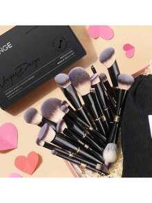MAANGE Makeup Brushes 16Pcs Professional Foundation Powder Blush Contour Eyeshadows Double-End Makeup Brushes Set With Bag And Gift Box-CoffeeBrown - Màu A - Xem 3
